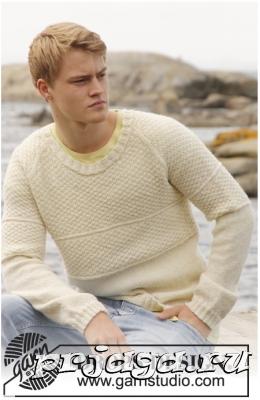 We knit a man a raglan sweater with knitting needles from Drops