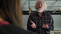 Grandpa fucks a beautiful young teen pussy and gives her oral creampie