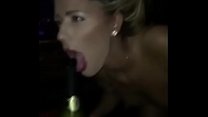 Drunk girl deepthroats a champagne bottle at a party - ThroatQueens.net