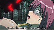 Feisty swordwoman violated by warlock and his demon host