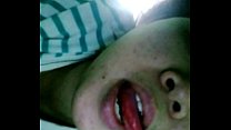 Thai girlfriend eat my cum on live video call