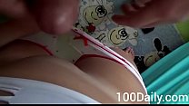 Moms boyfriend cums in my panties