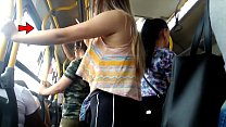 Groped her pussy under dress in train