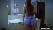 Stepson is perving on hot busty stepmom