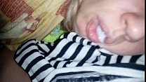 sleeping wife eats cum