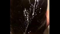 Cum in hair - Latina slutty brunette takes big load in hair