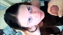 Busty teen takes a facial