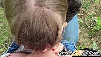 Girl Sensual Sucking Cock Boyfriend Outdoors - Cum in Mouth