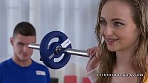 Handsome guy bangs to babes at gym