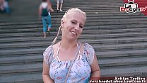 German normal girl next door have a blinddate EroCom Date with saggy tits and get pick up and fuck