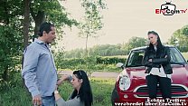 German horny Milf public pick up flirt with guy after car accident