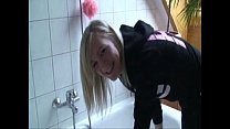 German amateur puke on cock in bathroom