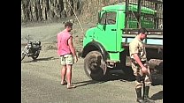 A cop stopps and fucks a truck driver